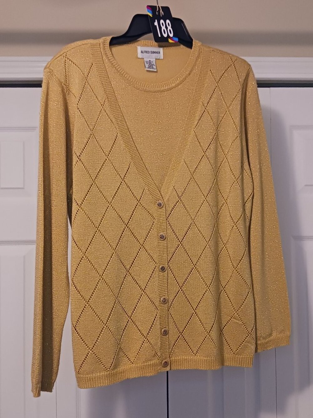 #188 Alfred Dunner Yellow Long Sleeve Top Size M